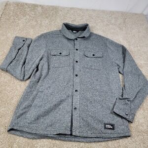 Eddie Bauer Mens Gray Polyester Button Up Shirt Jacket - Size L - Long Sleeve